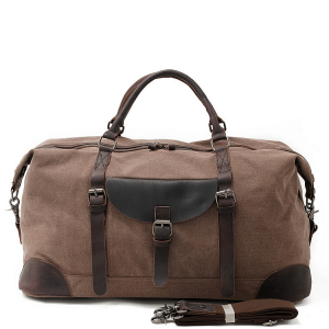 TP7 LIFESTYLE TRAVELER™ torba podróżna. Bawełna i skóra naturalna - KAWOWY
